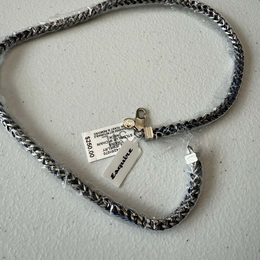 Esquire Men's Jewelry Foxtail 22” Chain Necklace in Stainless Steel - Picture 3 of 4